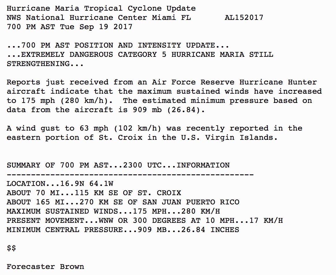 ScottFox29's tweet photo. #devastating #maria strengthening winds now sustained at #175mph https://t.co/qNOItSUkBx