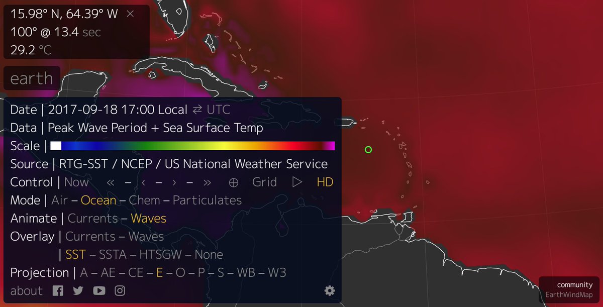 Zeke Hausfather Hurricane Maria Feeding Off Some Warm 85 F Sea Surface Temperatures As It Approaches Puerto Rico T Co Oom4tow3kc T Co Lytgfhxm6j
