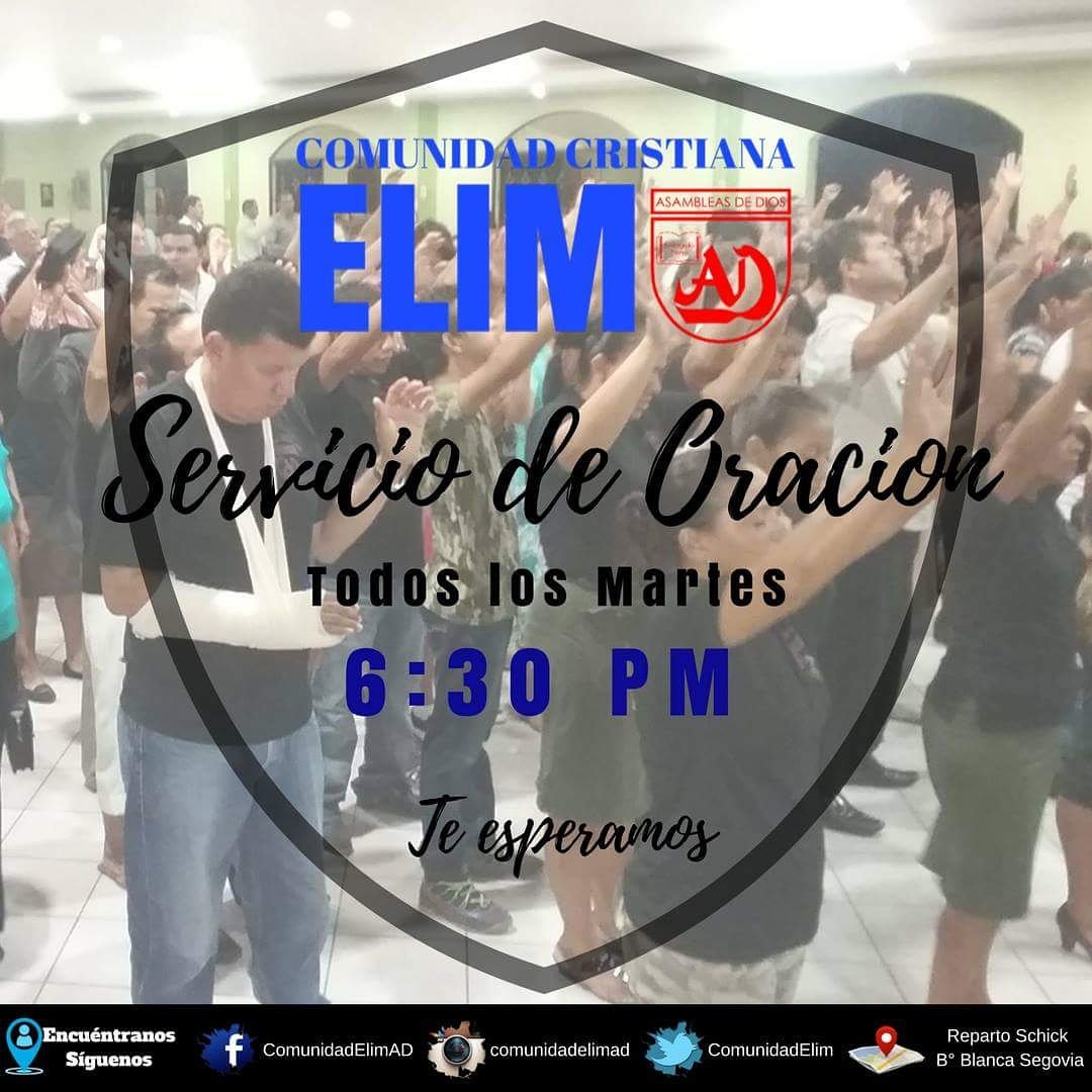 ComunidadElim's tweet photo. Te esperamos a las 6:30pm 
#ServicioDeOracion
#CCElim https://t.co/OCFUElBddl