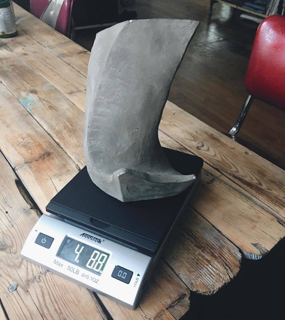 variousmfg's tweet photo. The #bookfin will soon be for sale! Had to get a digital scale so I could be accurate for shipping. My baby weighs 4lbs 8.8oz. #concreteart… https://t.co/G45XxCeZGe