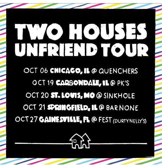 TwoHousesChi's tweet photo. Our new album, Unfriend, will be out on October 6.  Release show at @QuenchersSaloon with @The_PenskeFile @armsaloft and @DogandWolfMusic https://t.co/f8T2UrA1AK