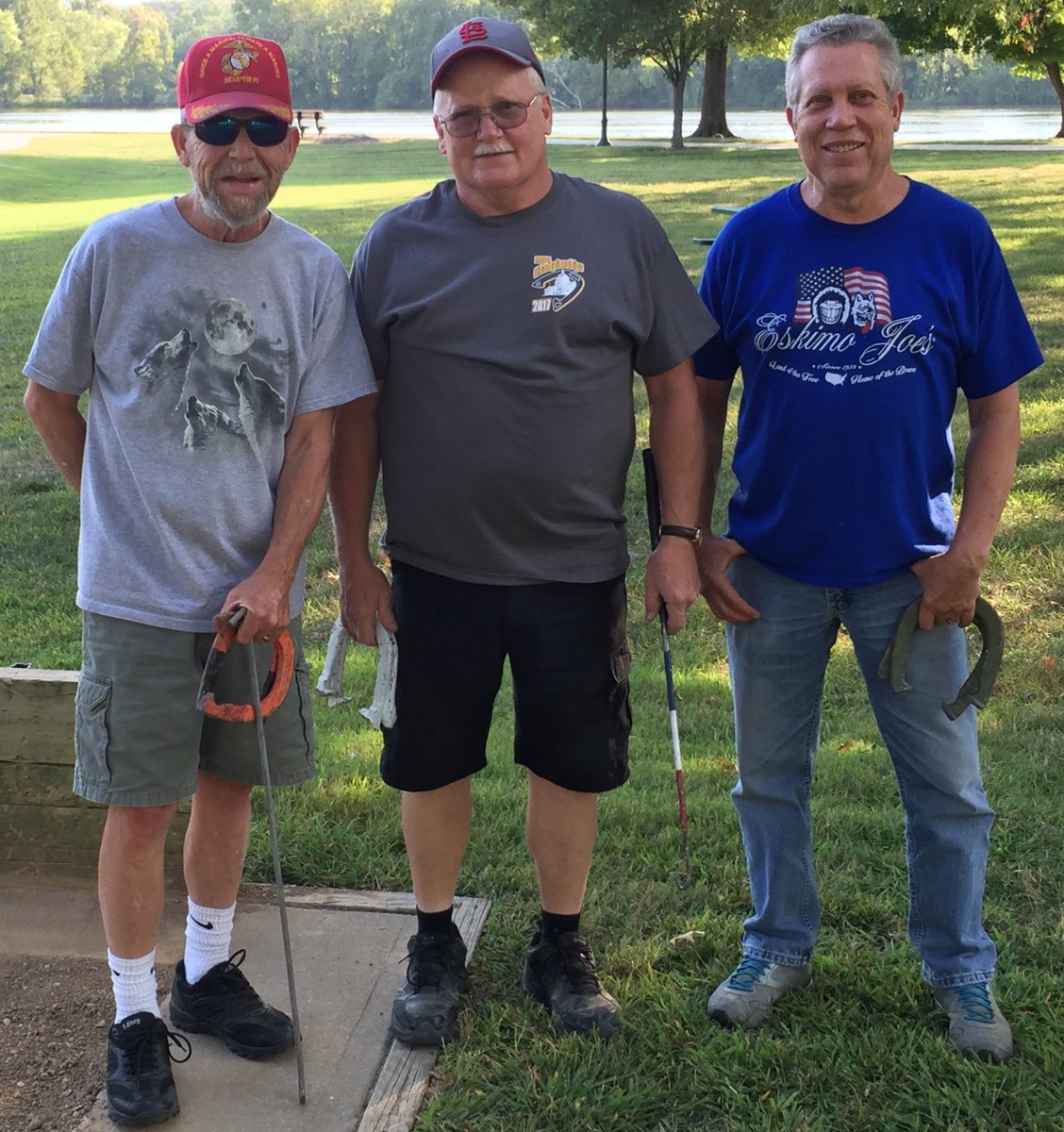 warsawrec's tweet photo. Horseshoe League update after week 2-LtoR-Calvin 2-4, 27 ringers; Mike 6-0, 46 ringers; Gerald 3-3, 29 ringers. Come out and pitch with us! https://t.co/QXtMVlHA7s