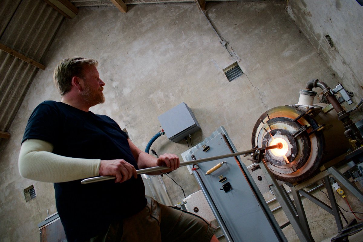 Eleven50GD's tweet photo. Loving being back in the studio this week working on an entire new range of work coming soon #irish #design #startup #craft #glassblowing https://t.co/CRlRgxfR9x