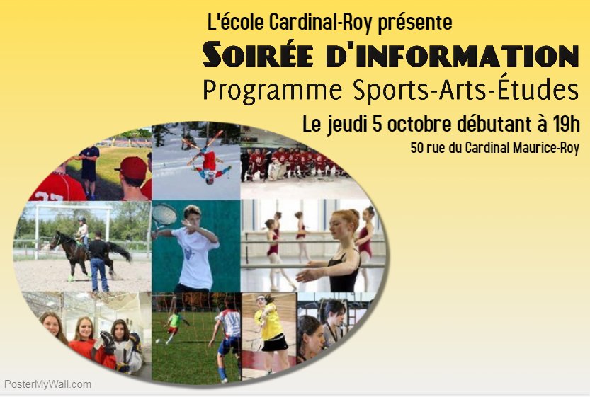 Soirée d'information le 5 octobre prochain pour le sports-études à Cardinal-Roy!