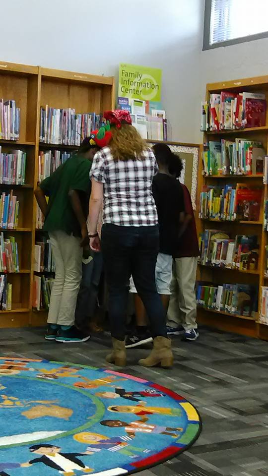 prattlibrary's tweet photo. Aaarghhh! The Patterson Park Branch librarians turned into pirates on #TalkLikeAPirateDay, then lead a scavenger hunt. #LibrarySuperPower https://t.co/tt1STNR029