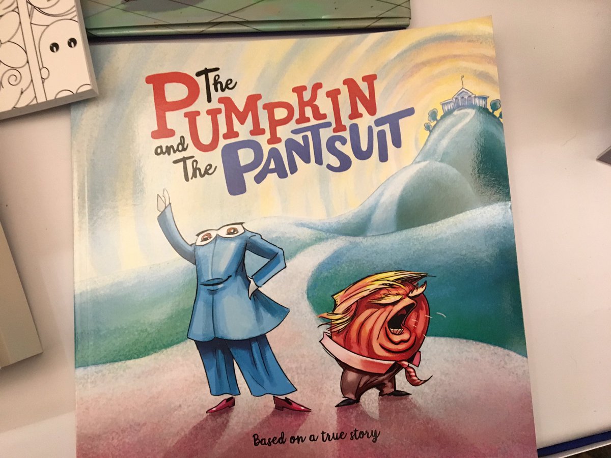 EmmyFromMaine's tweet photo. @realDonaldTrump and @HillaryClinton there's a book about you! #ThatPantsuitTho #SoOrange #StopTanning #DumpTrump 🎃👔 https://t.co/0UbvWaxoYs