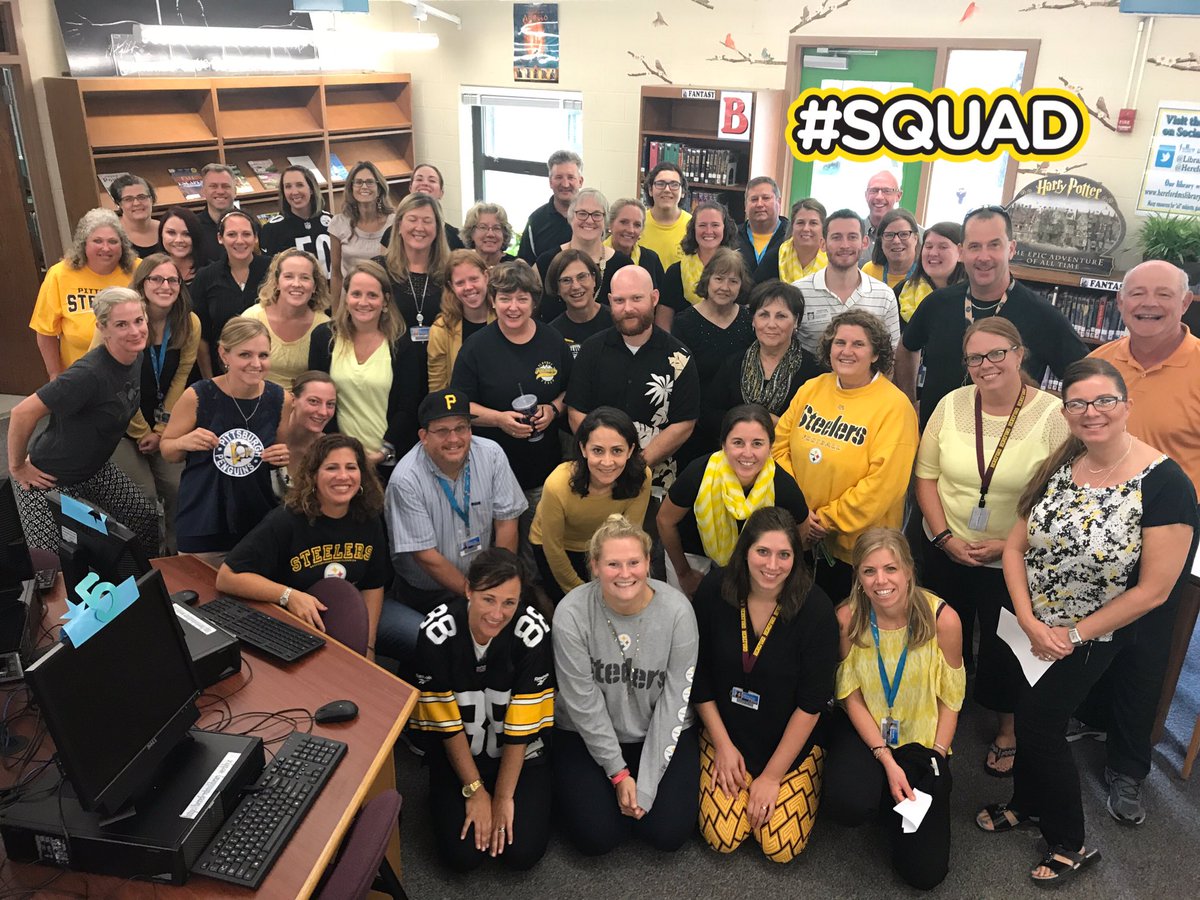 Hereford_MS's tweet photo. Happy 50th birthday to our Mr Livermore! Ts appreciate John so much we all shed our Purple and wore Steelers black/yellow🏉🎂 #slacker #bcpsc2 https://t.co/4UGlhdpYh7