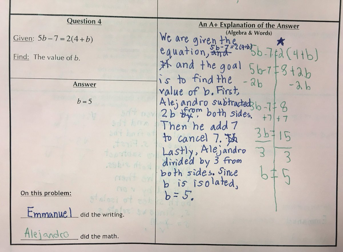 rickbrlw's tweet photo. Review for unit test. Ss worked in partners to write reasoning using claim,evidence, reasoning. Rubric helped a lot! #teach180 #mathliteracy https://t.co/4cvxFvNiW2
