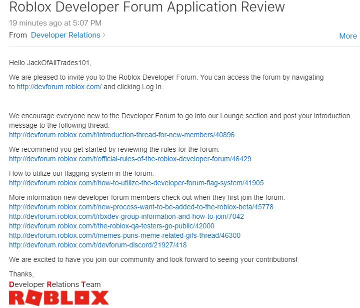 Roblox Dev Forum Application