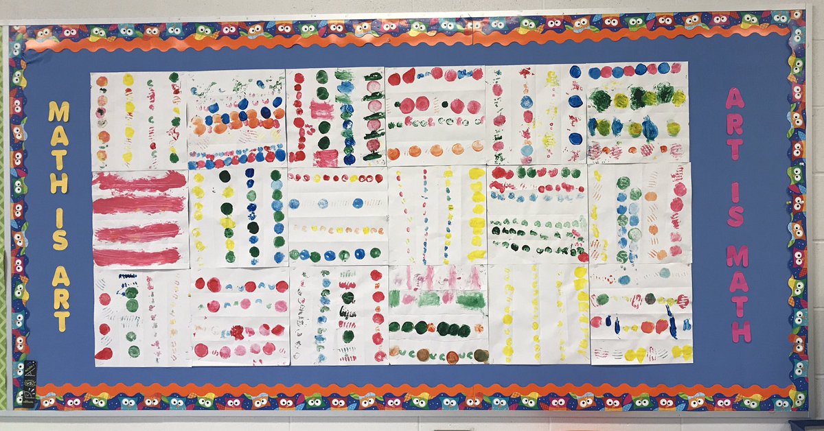 ActualCharM's tweet image. Grade 2s are making patterns with patterns, from vegetable prints. #MathIsArt #ArtIsMath  @htubman2015