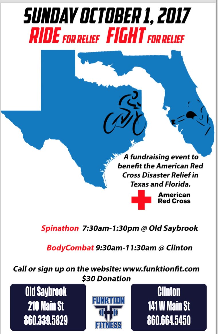 FunktionFound's tweet photo. Join us on 10-1-17 to Ride/Fight for Relief to benefit @CTRedCross disaster relief. Sign up on https://t.co/PfgBAMMFpz or call 860-339-5829 https://t.co/nyATarFiPj