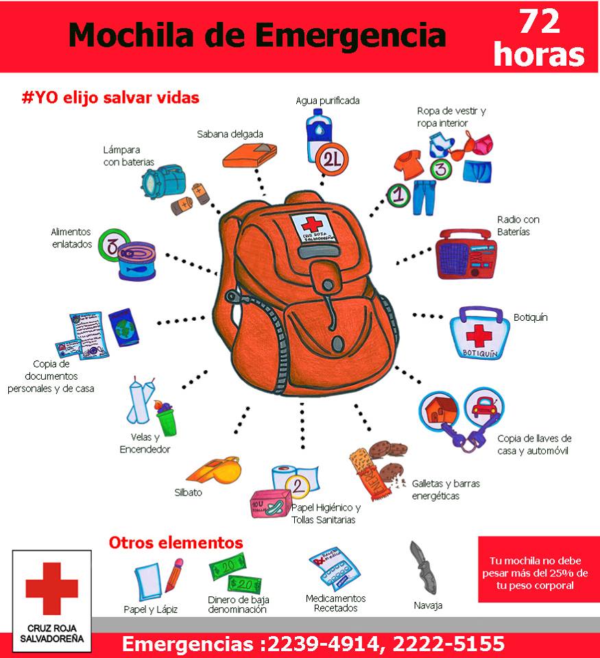 ddovia's tweet photo. #AvisoSV Cruz Roja Salvadoreña incentiva a la población a prepararse con la Mochila de las 72 Horas vía @CruzRojaSal https://t.co/yN54YxmgRA