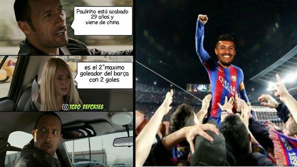 marca's tweet image. Los mejores &apos;memes&apos; del Barcelona-Eibar apuntan a Paulinho 👉 trib.al/EfjSbtP #LaLiga
