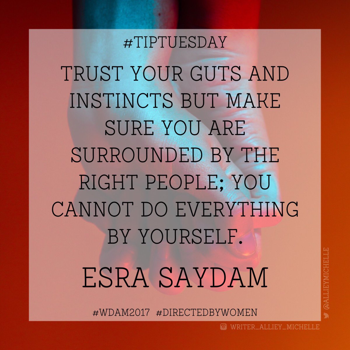 AllieyMichelle's tweet photo. #WDAM2017 Day 19
#TipTuesday courtesy of Esra Saydam (@belkisesra) • #DirectedbyWomen #womendirectors #WomenInFilm #Filmmaking #ladyboss https://t.co/2D1EknzrdR