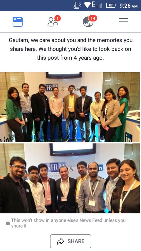 GautamGhosh's tweet image. Facebook just reminded me that it was 4 years ago at the 2nd @SHRMindia conference @aadil @IndianYash @puneetopedia @imansoorhussain