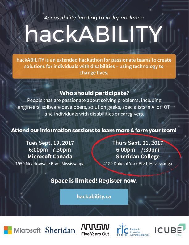 akamarpreet's tweet image. #hackABILITY hosted its first info session today at @microsoftcanada! ICYMI, don’t miss Thurs info session at @sheridancollege!