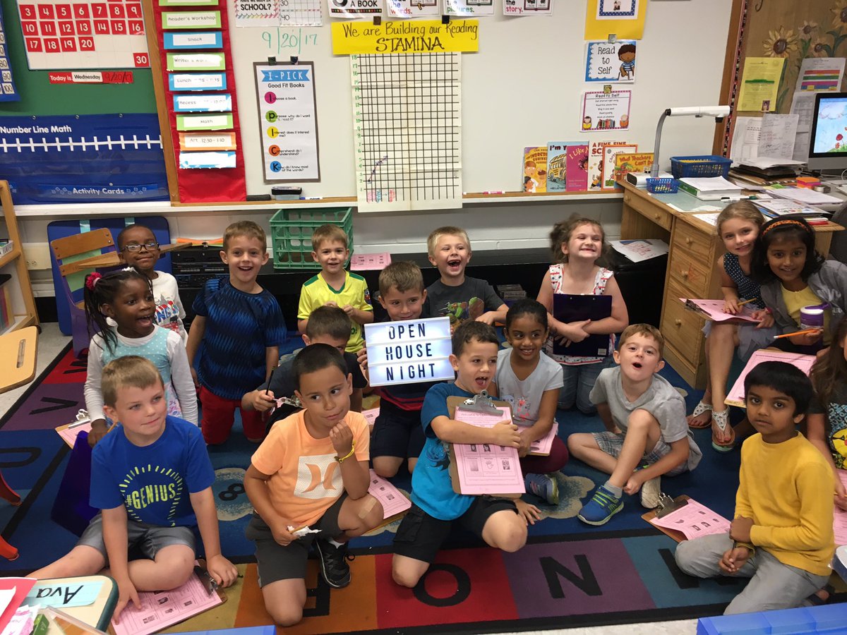 1st grade Ss excited and proud to show parents around the classroom for Open House night #Wesgrows #guildlearns