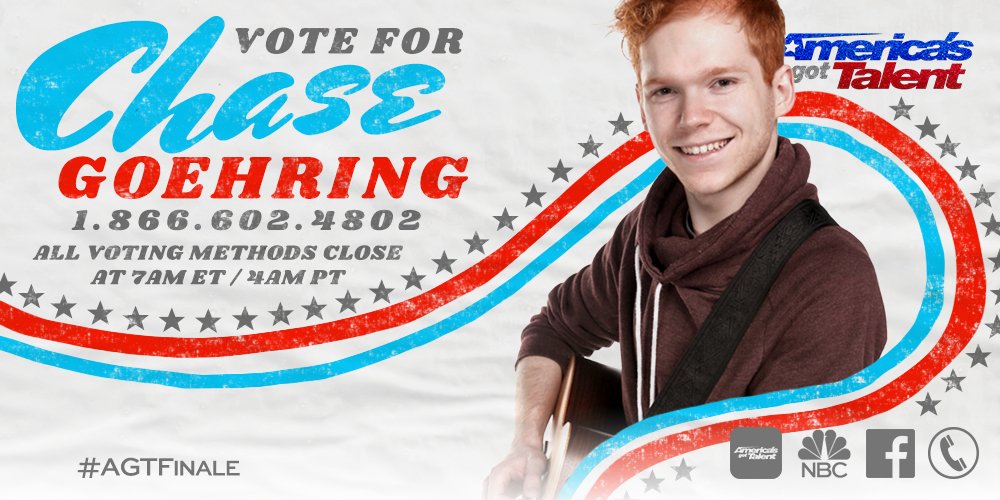 AGT's tweet photo. If you want @chasegoehring to win #AGT tomorrow, RETWEET and vote for him tonight. #AGTFinale https://t.co/NMf9ZMatyo