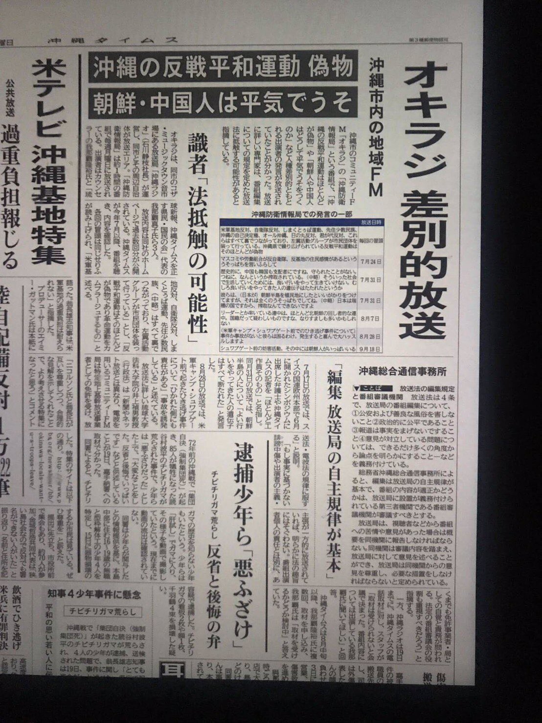 我那覇真子 On Twitter 拡散 ラジオ 沖縄防衛情報局 一大危機迫る 沖縄 タイムスより言論弾圧 左翼新聞による言論弾圧は民主主義の敵です 皆様勇気あるオキラジへ応援メッセージを 朝日新聞出向のタイムス社会部伊藤和行記者へ真意を問い質して下さい 今日は