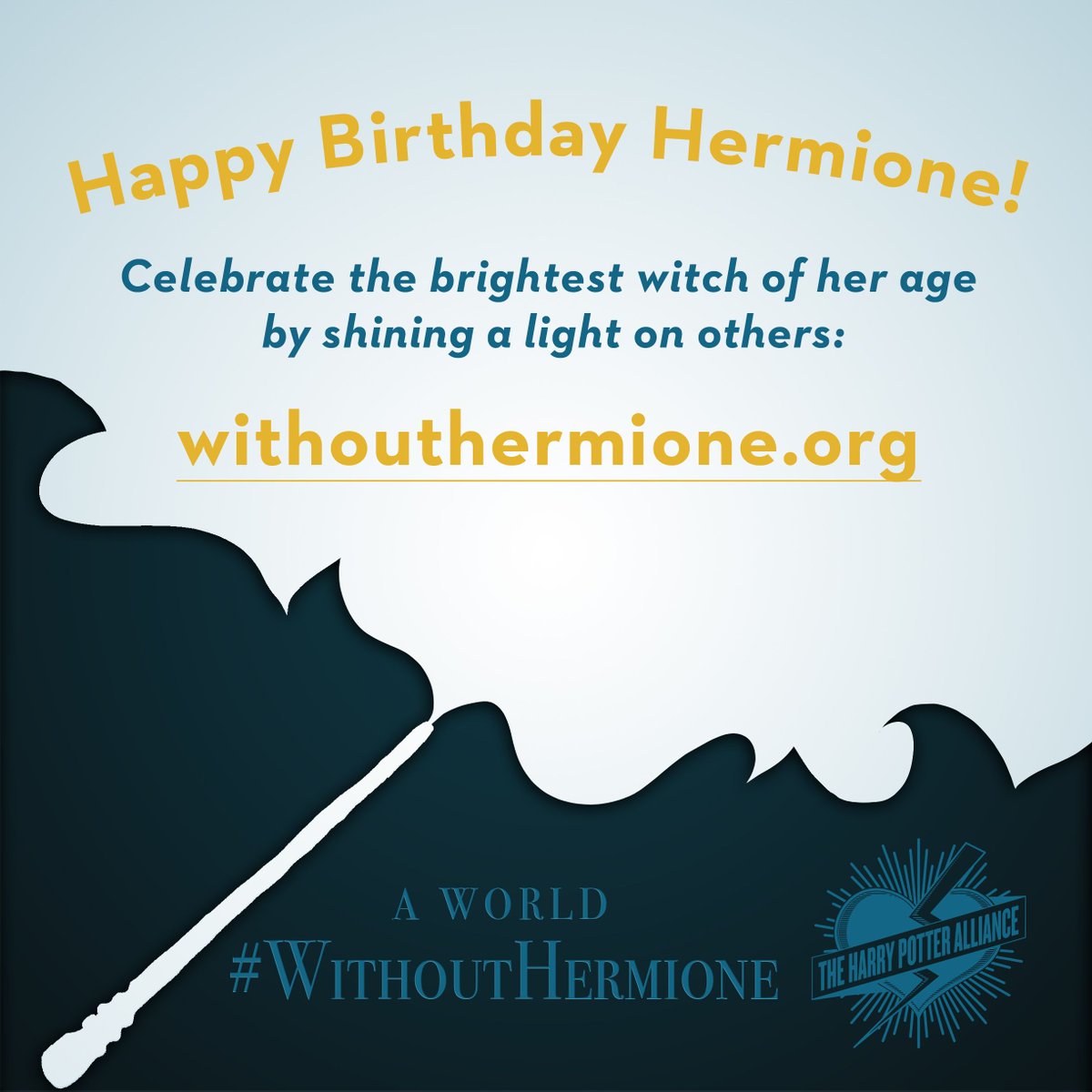 FandomForward's tweet photo. Happy Birthday Hermione! We can't imagine a world w/o the brightest witch of her age. Help more witches &amp; resisters: https://t.co/hxYSzzmFQG https://t.co/aWznArxVJY