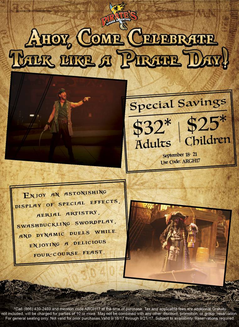 Aarrgh matey!!! Come celebrate Talk Like A Pirate Day with us all week long!! #talklikeapirate #pirateslifeforme