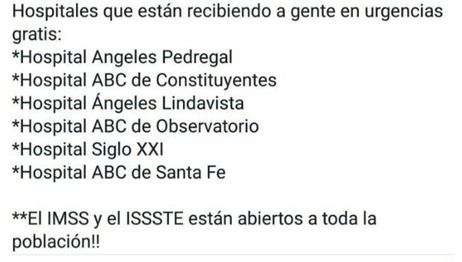 AztecaNoticias's tweet photo. Estos son los hospitales privados que están ofreciendo servicio gratuito. https://t.co/XS5dZOJbax