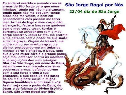 Salve e obrigada a São Jorge guerreiro e falanges guerreiras de defesa e total invencibilidade elevada! Dê-nos proteção e sinais verdadeiros