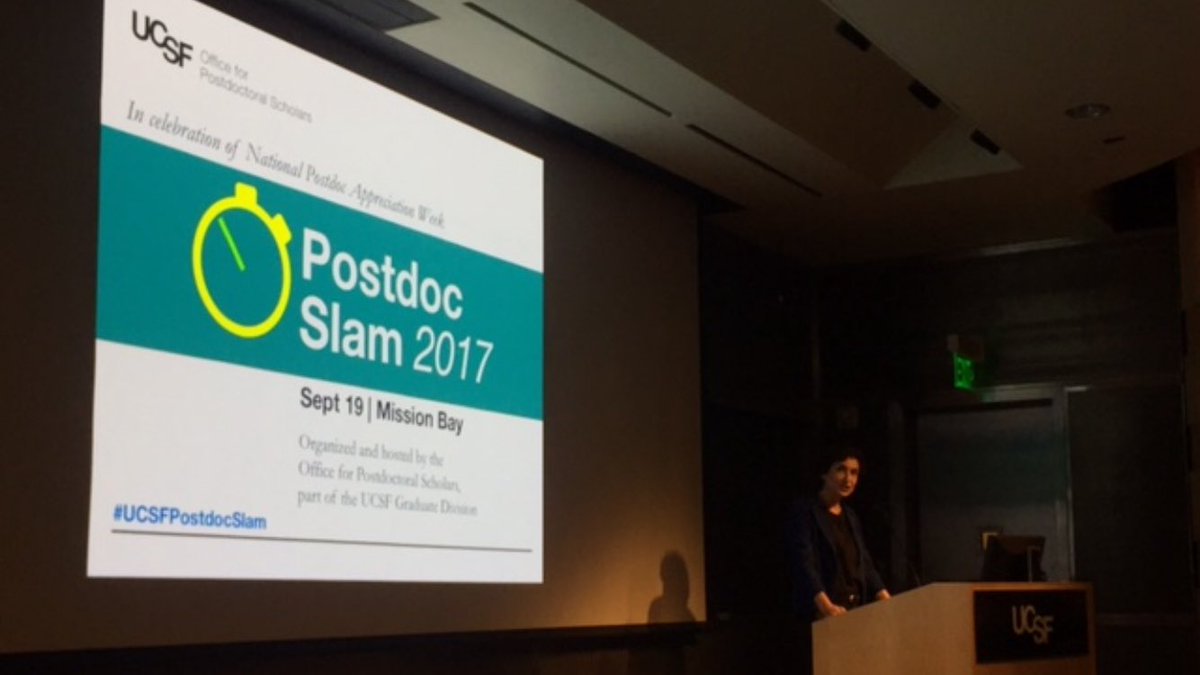 Science at the cutting edge and the art of storytelling - #UCSF at its best. #PostdocSlam 2017!