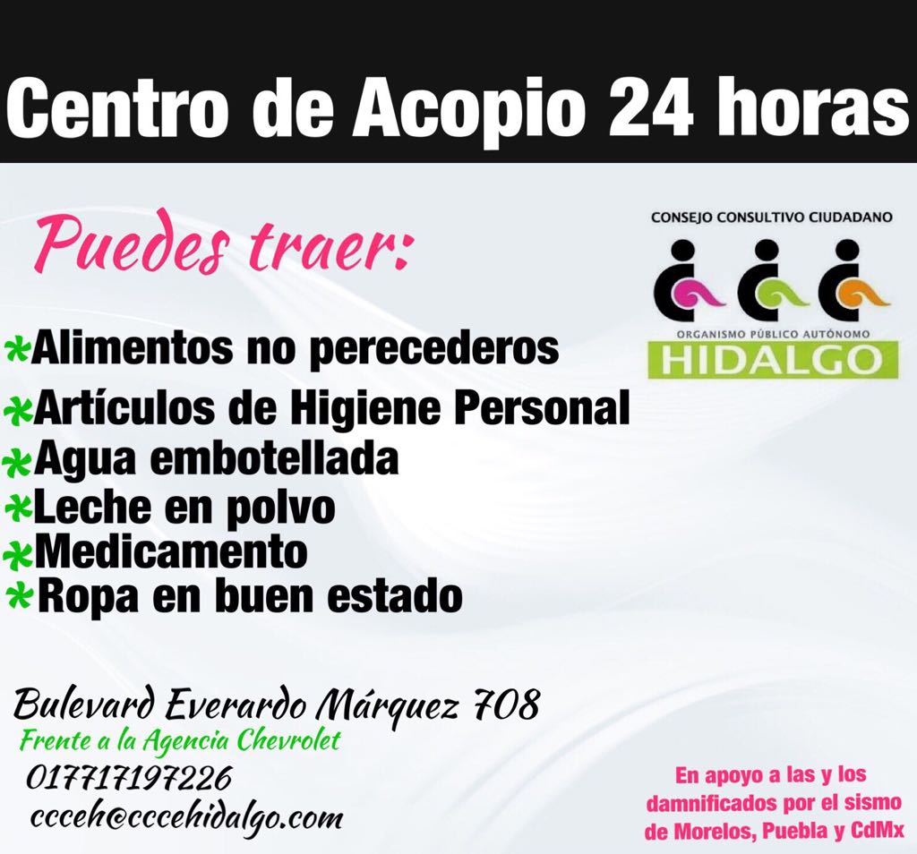 Esteban_Angeles's tweet photo. El #CCCEH sera centro de acopio en apoyo a nuestros hermanos damnificados por el sismo de esta tarde. https://t.co/jf5ro8vvOP