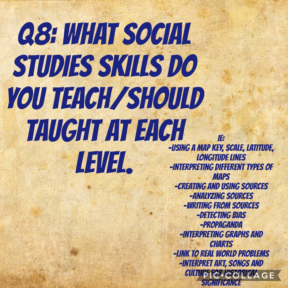 Sam4242's tweet photo. Before we can move in to standard based grade we would need to determine what SS skills should be taught at each level.  #443chat https://t.co/aBsBCVVM8m