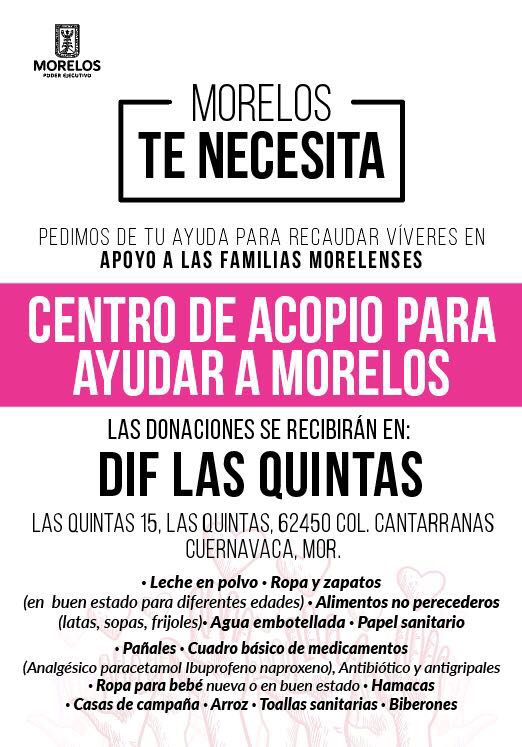 Unidad y apoyo para superar este reto ¡ #MorelosTeNecesita !