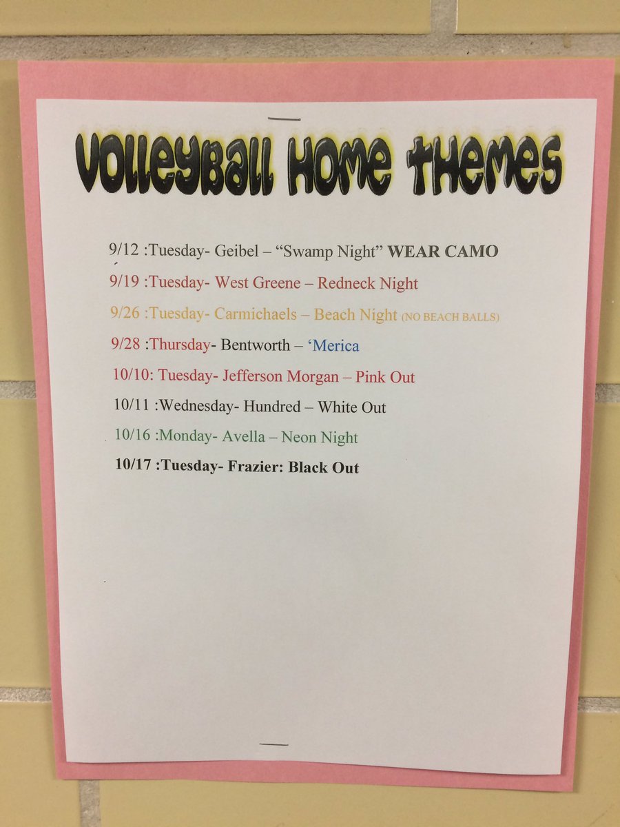 Themes for all the Lady Maples home volleyball games!