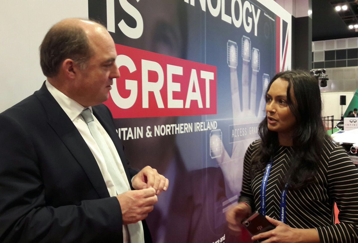 UKinSingapore's tweet photo. UK's Security Minister @BWallaceMP  meeting #ProtectBOX at the UK #GovWare stand yesterday #TechnologyisGREAT @HCScottinSG https://t.co/ucZxyFJSoj