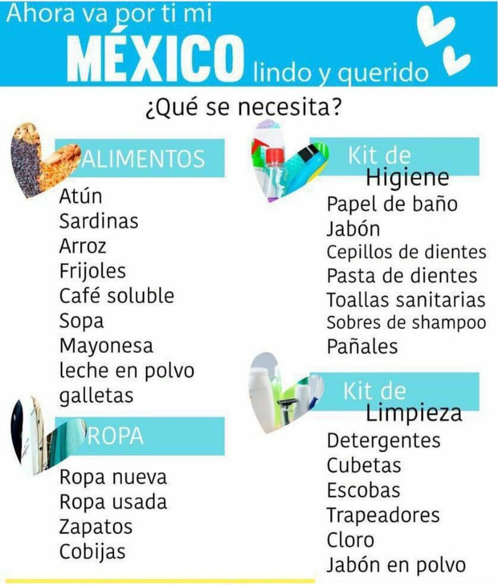 BCumberbatchMX's tweet image. Listado de centros de acopio y donativos necesarios para llevar a los mismos. #mexico 🇲🇽

RT and help Mexico! We need it!