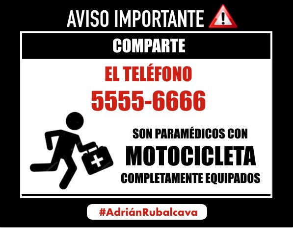 #Importante comparte este número de Paramédicos en Moto, totalmente equipados para atender a víctimas por el #Sismo 🐉