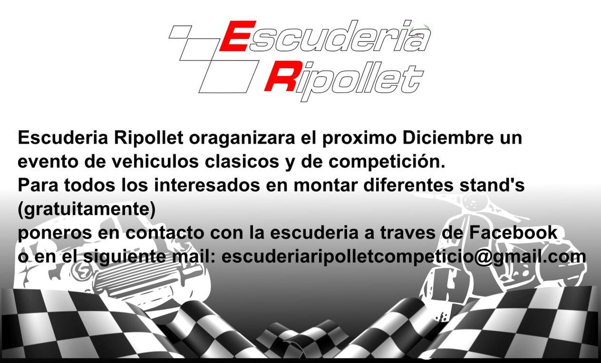 RipolletComp's tweet image. Informamos de un nuevo eventos
Próximamente mas información #clasicos #rally #coches #eventoracing
