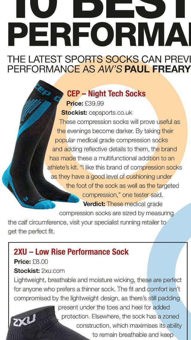 CEPSportsUK's tweet image. Great to see our CEP Nighttech Socks in this week's edition of @AthleticsWeekly, '10 Best Performance Socks'. #truecompression #nighttech