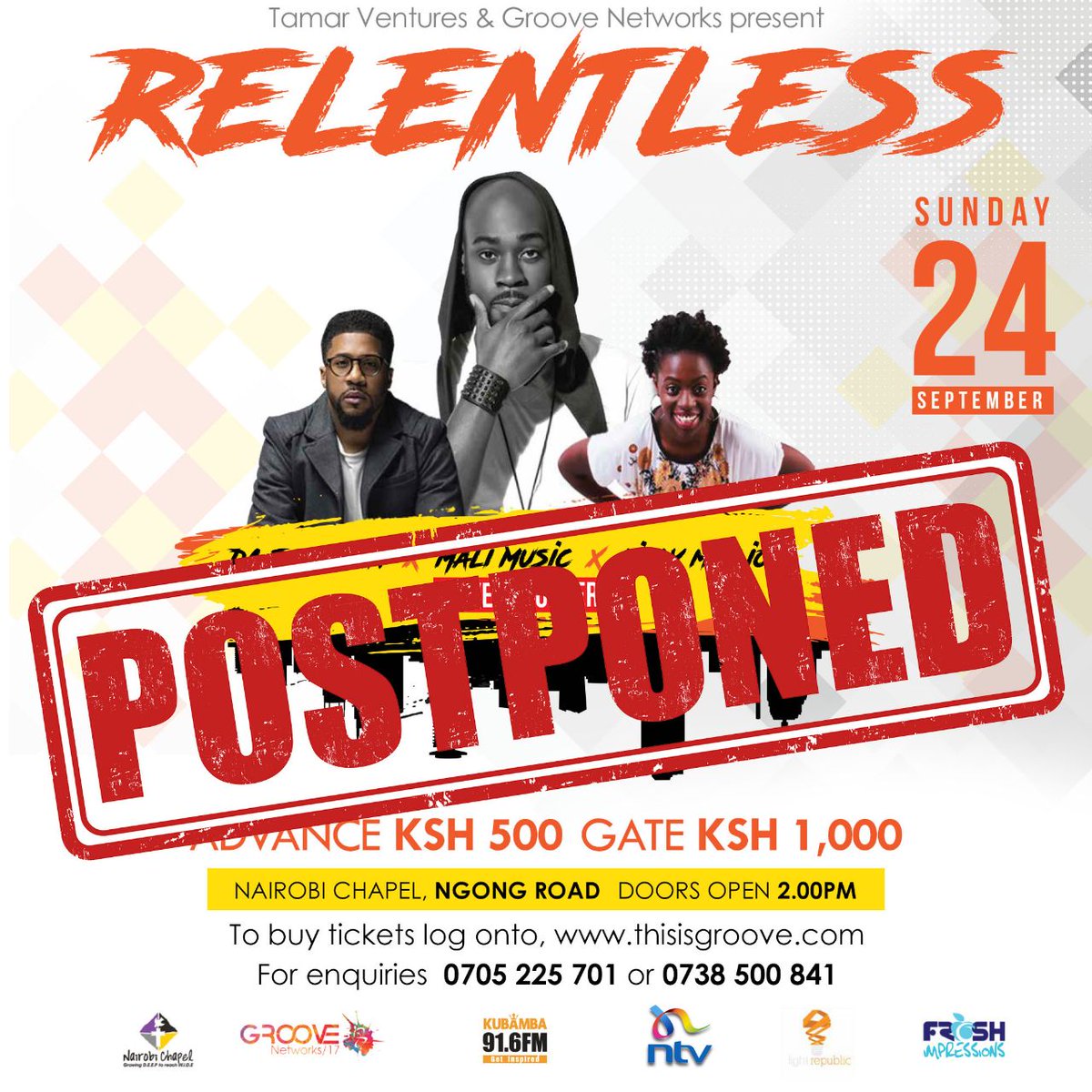 MarionMaina's tweet photo. #Relentless2017 postponed indefinitely https://t.co/tNbm5psAGN