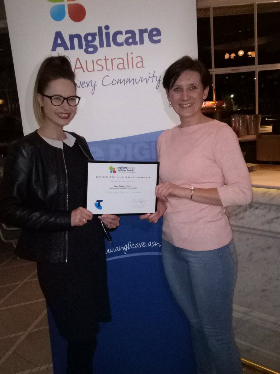JeremyHalcrow's tweet image. Very proud that @AnglicareACT won the 2017 @anglicare_aust Award for Innovation for Pens Against Poverty schools writing comp for @APW_ACT