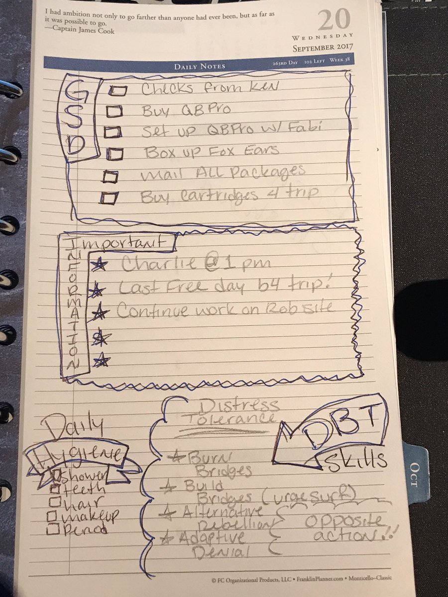 BPDFizzgig's tweet photo. Coping skill: Plan ahead! 
I usually have anxiety early in the mornings when I first wake up due to not knowing my routine so I wrote it out https://t.co/eeJuXYYkSo