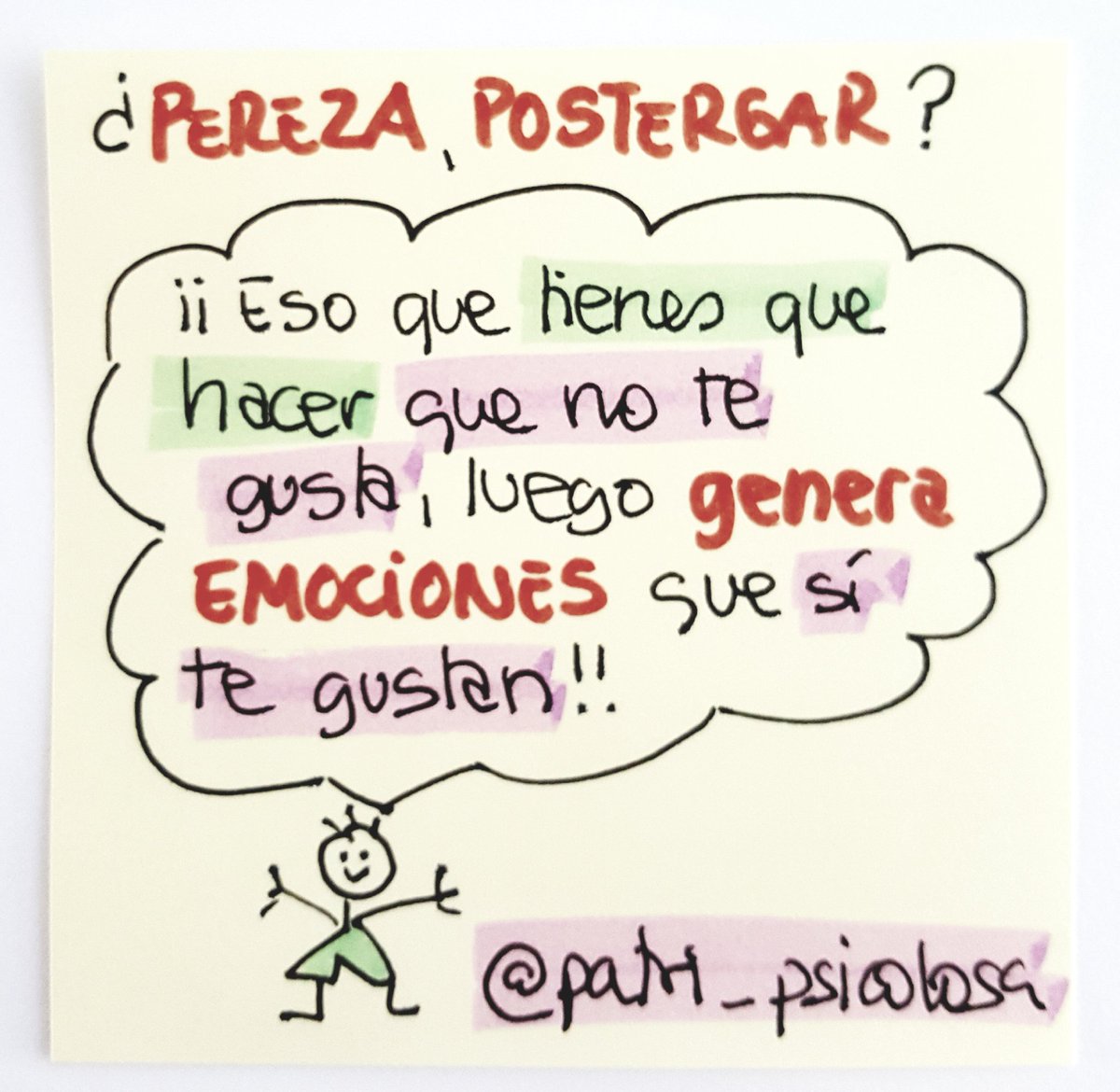 Patri_Psicologa's tweet photo. Hay cosas que nos cuesta hacer... ¡pero luego sienta tan bien haberlas hecho! Dale carpetazo a la pereza y a  postergar. # felizmiércoles https://t.co/jLd74EJMwk