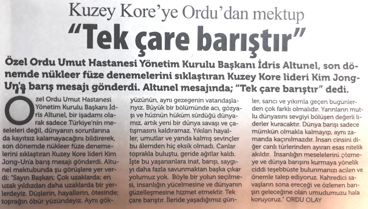 UMUT 'dan Barışa Çağrı...
<a href="/idrisaltunel52/">İdris Altunel</a>