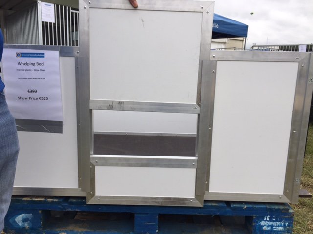 Slaneyside's tweet image. Easy to assemble Thermal Whelping Beds. Reduced from €370 to 320 till Thursday. We're at Stand 77 #Ploughing17. Call or email to reserve.