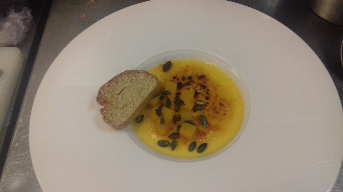 Pumpkin creme Brulee, sesame biscotti