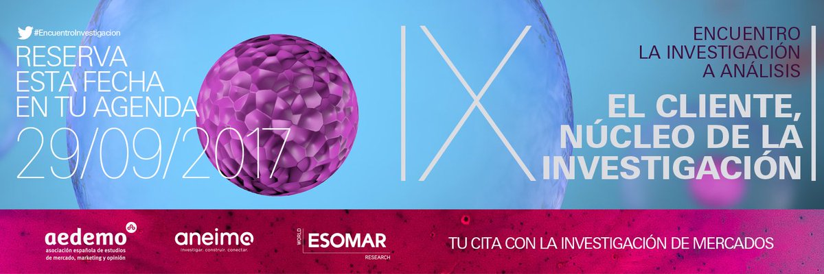 El 29 de sept estaremos en IX Encuentro La Investigación a Análisis de ANEIMO, @aedemo_oficial y <a href="/ESOMAR/">ESOMAR</a> ¿Te vienes? #EncuentroInvestigacion