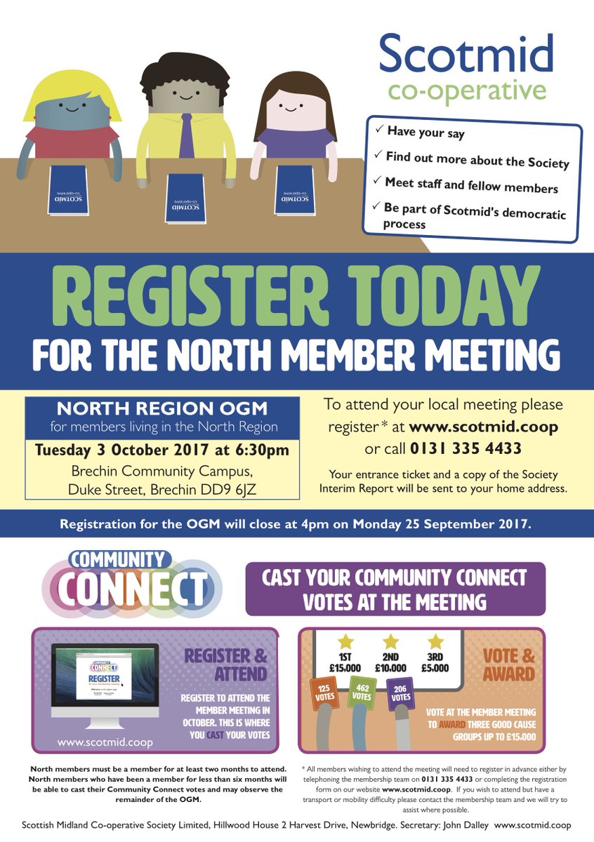 CHARITY | Register NOW for the #Scotmid North OGM
⏰ Time is running out; deadline for registration is Monday at 4pm
👉goo.gl/TmHZm2