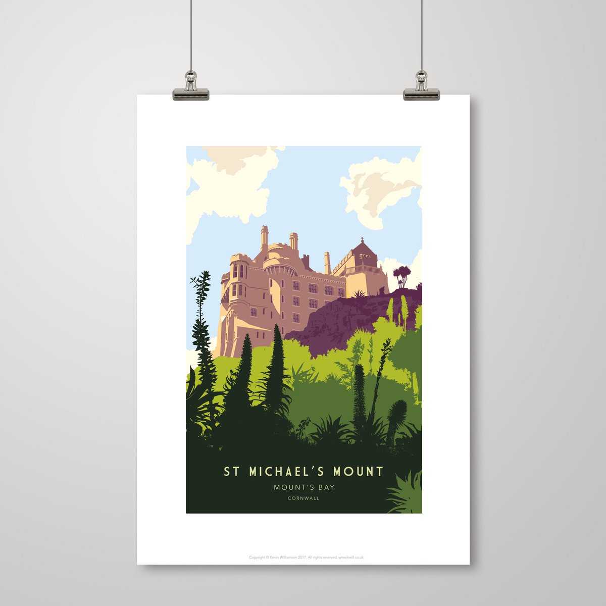 _k_williamson's tweet photo. My new poster of the beautiful St.MM with a hint of the stunning gardens. @mountGifts @ntmichaelsmount #stmichaelsmount #cornwall #marizion https://t.co/AuOWkb6jeT