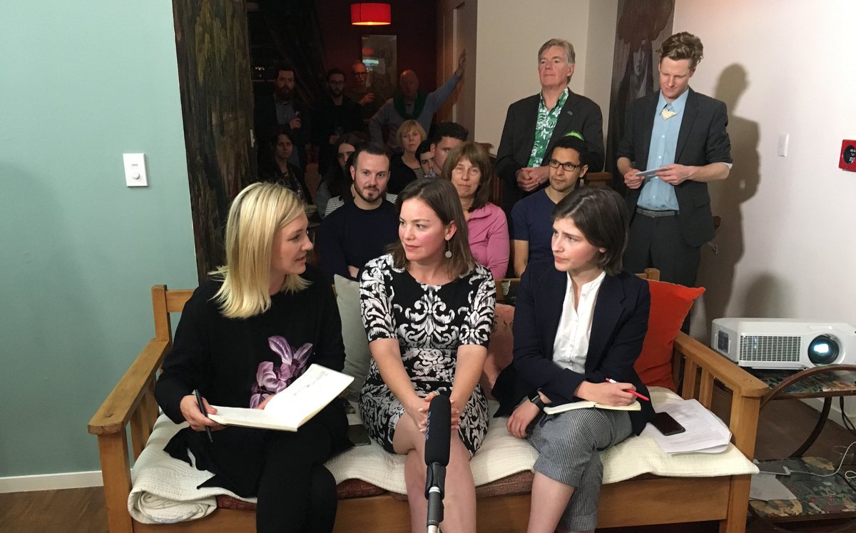NZGreens's tweet photo. Post-debate analysis with @theHoltBolt, @JulieAnneGenter and @_chloeswarbrick at https://t.co/pwhsXoDm9t #WahineToa #Green2017 https://t.co/i5LmCkFlAd