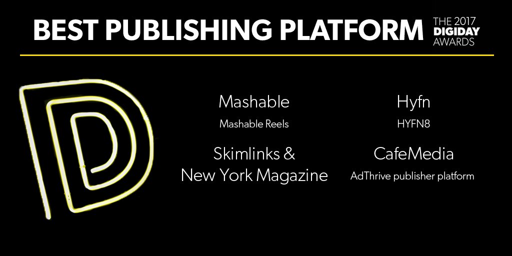 DigidayAwards's tweet photo. Honoring these finalists for producing technology platforms that deliver content on a new level. https://t.co/p2TEXGZTaG

#DigidayAwards https://t.co/WahMU83kME