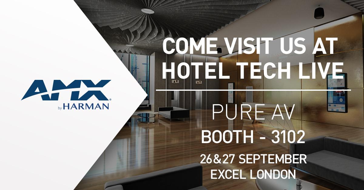 AMXtalk's tweet photo. Next week at #HTL17, we'll demo AMX #Acendo for hotel meeting spaces in @Pure_AV Booth #3102. Learn more: https://t.co/y9o5vu5Xmt https://t.co/yO9XWgYrNH